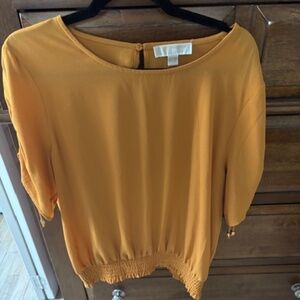 Michael Kors Yellow Blouse with gold hardware- Size XL